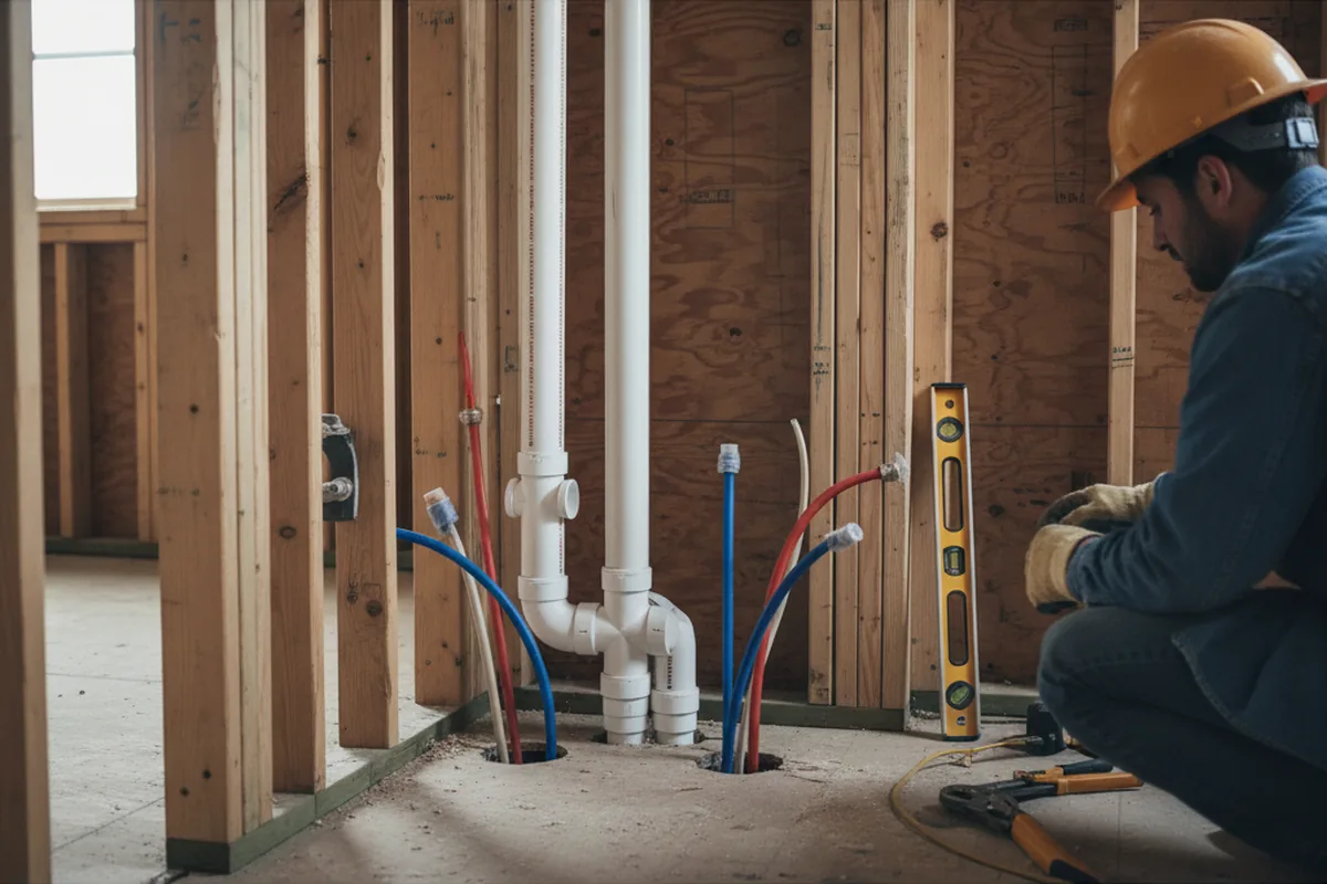 Drain and supply rough-in during Leak Detection in Scurry