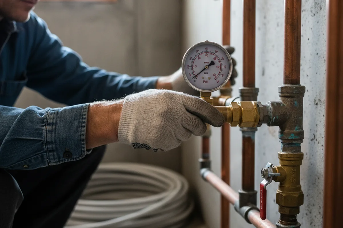Pressure testing a repaired line during Water Line Repair in Scurry